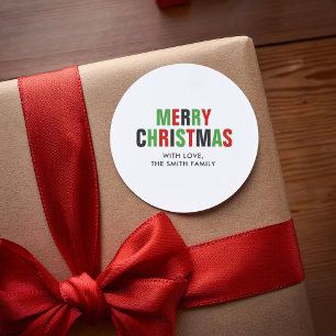 Sticker Rond "Joyeux Noël" Typographie rouge et verte