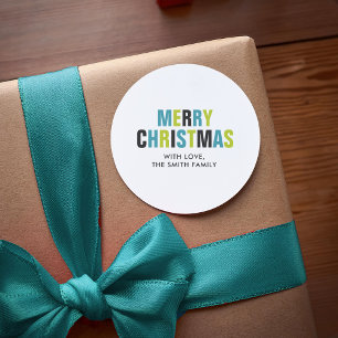 Sticker Rond "Joyeux Noël" Vacances audacieuses et colorées