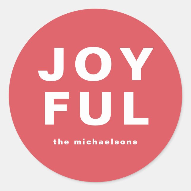 Sticker Rond Joyeux Noël vacances avec le nom Rouge (Devant)