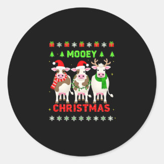Sticker Rond Joyeux Noël Vache Noël Sweat Ugly Pyjama