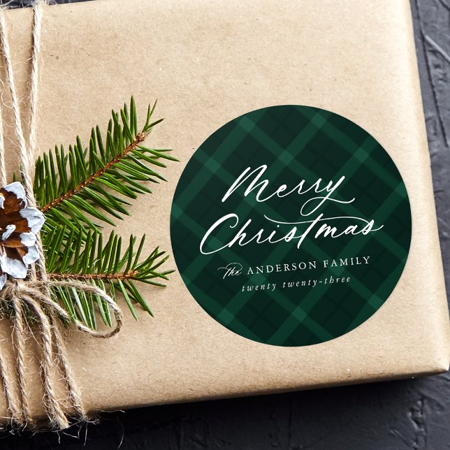 Sticker Rond Joyeux Noël vert brossé (Créateur téléchargé)