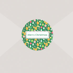 Sticker Rond Joyeux Noël Vert vacances Design à thème