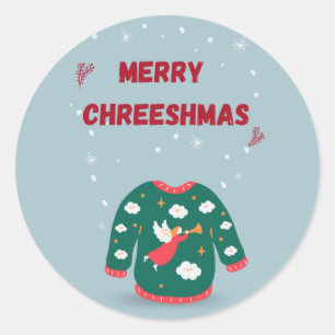 Sticker Rond Joyeux Noël Vilain Sweat Angel