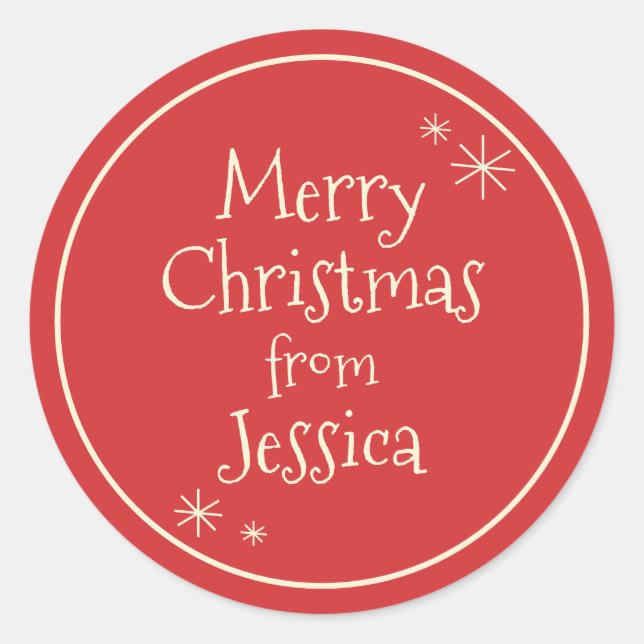 Sticker Rond Joyeux Noël Vintage personnalisé (Devant)