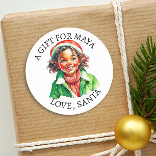Sticker Rond Joyeux Noël   Vintage Petit Elfe - De et vers