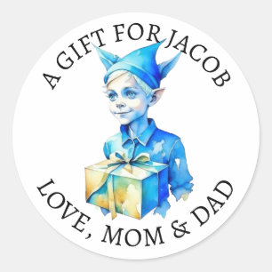 Sticker Rond Joyeux Noël   Vintage Petit Elfe - De et vers