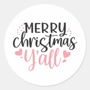 Sticker Rond Joyeux Noël Y'all Design graphique
