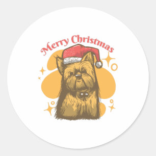 Sticker Rond Joyeux Noël Yorkie