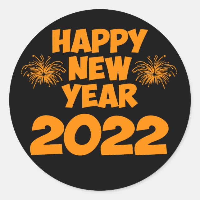 Sticker Rond joyeux nouvel an 2022 classique collant rond (Devant)