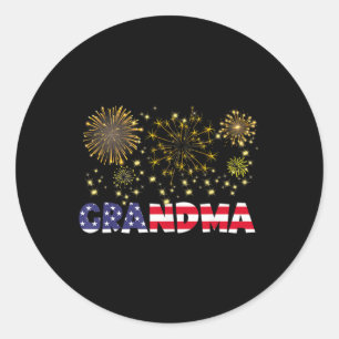 Sticker Rond Joyeux Nouvel An 2025 Grandma American Flag Family