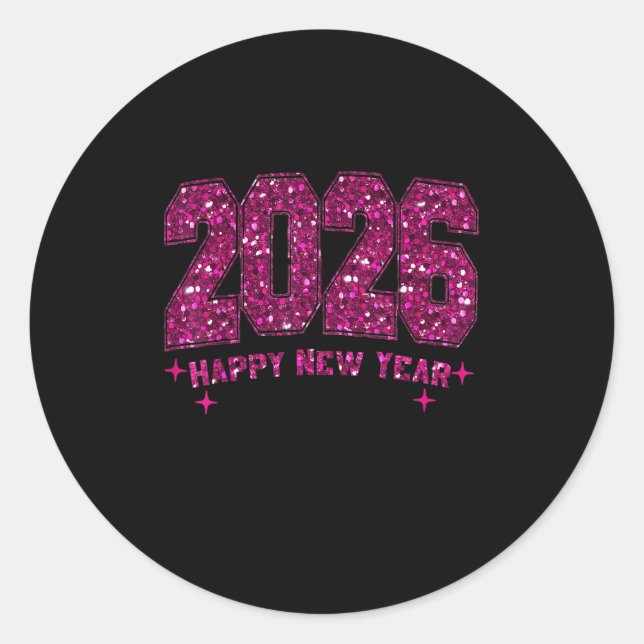 Sticker Rond Joyeux Nouvel An 2026 Feu d'artifice Famille Eve X (Devant)