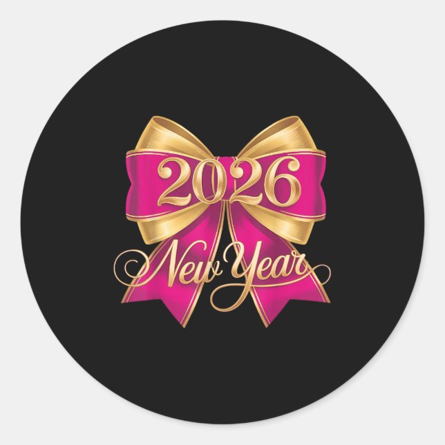 Sticker Rond Joyeux Nouvel An 2026 Gold Party Eve famille Noël (Devant)