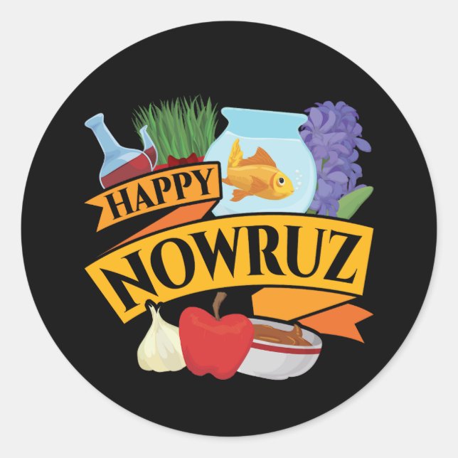 Sticker Rond Joyeux Nowruz Nouvel An persan (Devant)