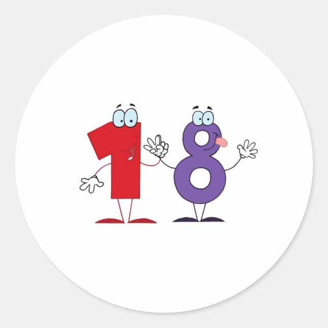 Sticker Rond Joyeux numéro 18 (Devant)