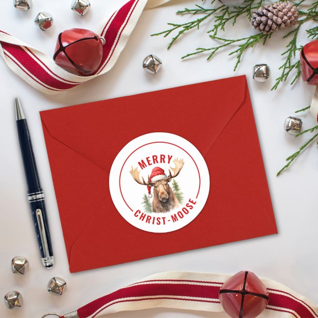 Sticker Rond Joyeux orignal de Noël (Créateur téléchargé)