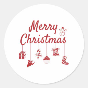 Sticker Rond Joyeux ornements de Noël