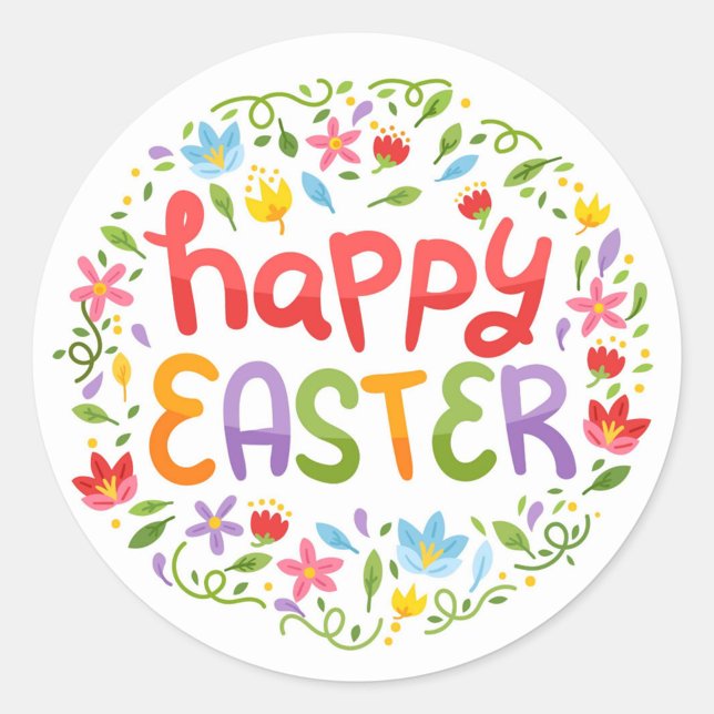 Sticker Rond Joyeux Pâques (Happy Easter Holiday Stickers!)