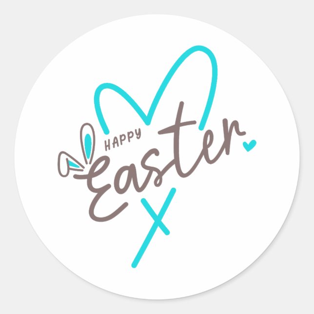 Sticker Rond Joyeux Pâques à la famille (Devant)