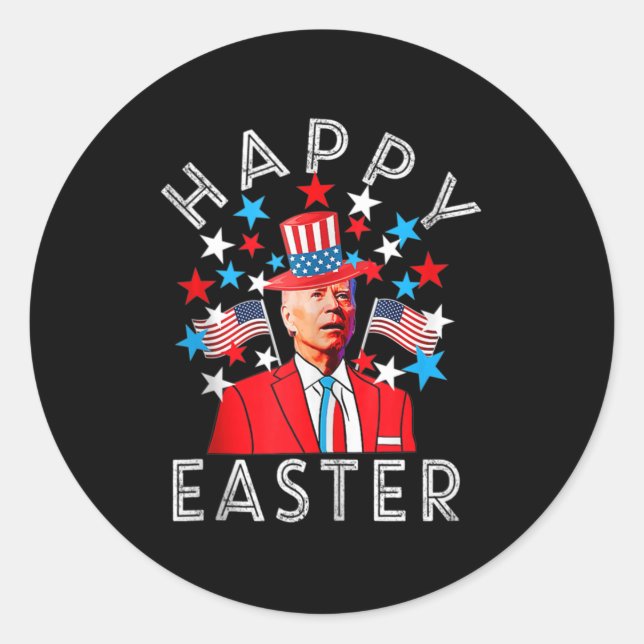 Sticker Rond Joyeux Pâques Joe Biden 4 juillet Memorial Indepe (Devant)