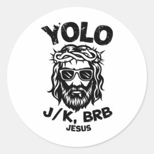 Sticker Rond Joyeux Pâques Yolo Jk Brb Jesus Christian Men Femm