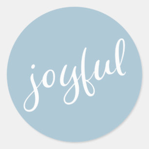 Sticker Rond Joyeux Pastel Blue Script Noël