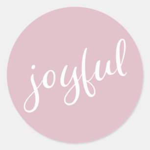 Sticker Rond Joyeux Pastel Pink Script Noël