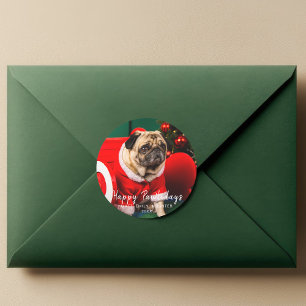 Sticker Rond Joyeux Pawlidays Famille Animaux de compagnie Chie