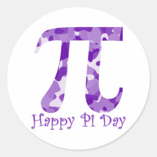 Sticker Rond Joyeux Pi Day Purple Camo