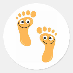 Sticker Rond Joyeux pied orange