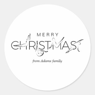 Sticker Rond Joyeux Pilates de Noël instructeur Tags cadeaux