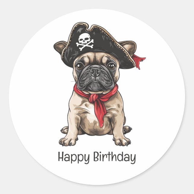 Sticker Rond Joyeux Pirate d'Anniversaire (Devant)