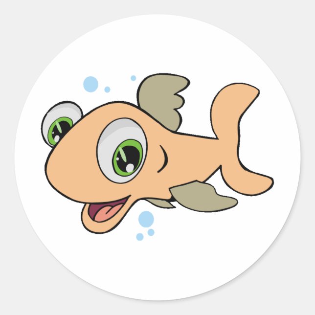 Sticker Rond Joyeux poisson (Devant)