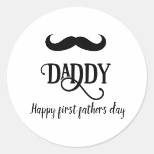 Sticker Rond Joyeux premier anniversaire de papa personnalisé 