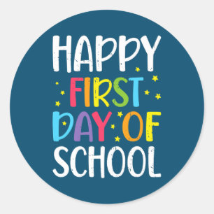 Sticker Rond Joyeux premier jour de l'école enseignant enfants 