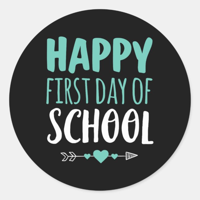 Sticker Rond Joyeux Premier Jour De L'École Enseignant Étudiant (Devant)
