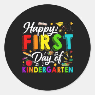 Sticker Rond Joyeux premier jour de maternelle retour à l'école