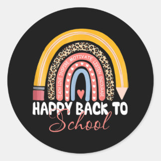 Sticker Rond Joyeux premier jour de retour à l'école enseignant