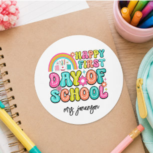 Sticker Rond Joyeux premier jour d'école 