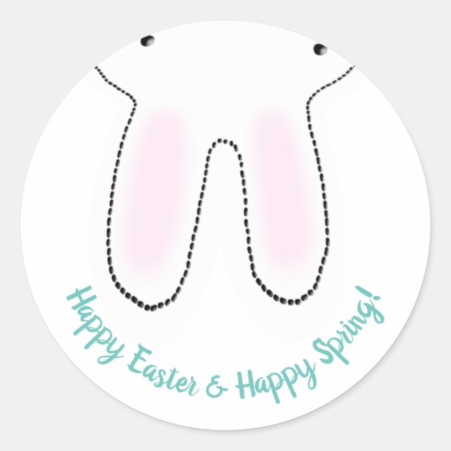 Sticker Rond Joyeux Printemps de Pâques Bunny de Pâques coutume (Devant)