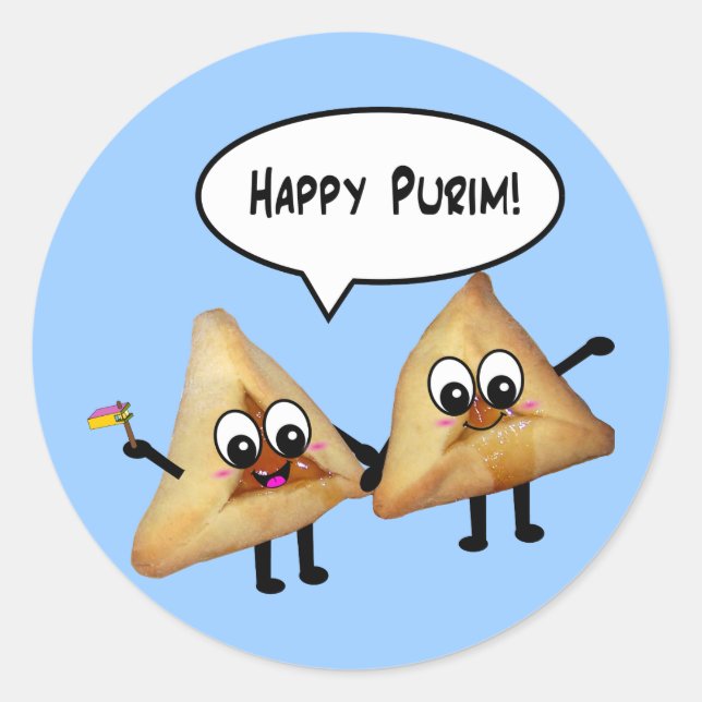 Sticker Rond Joyeux Purim hamantaschen (Devant)