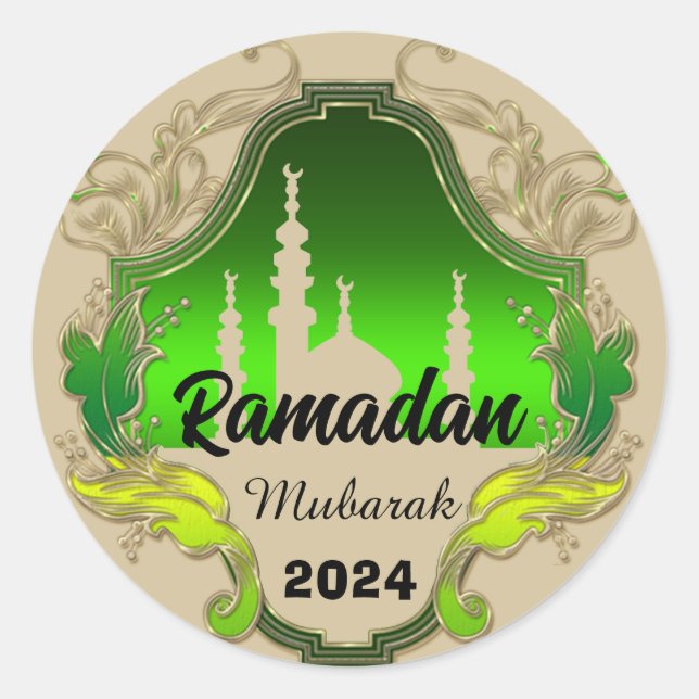 Sticker Rond Joyeux Ramadan Moubarak Kareem personnalisé 2024 (Devant)