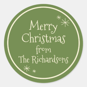 Sticker Rond Joyeux Retro Vintage Minimal Migné Noël Vert