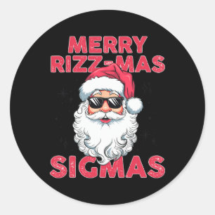 Sticker Rond Joyeux Rizz Mas Sigmas Funny Père Noël