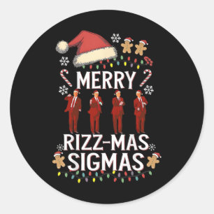 Sticker Rond Joyeux Rizz Mas Sigmas Gen Alpha Trump Noël Pj