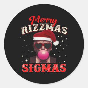 Sticker Rond Joyeux Rizz Mas Sigmas Gen Alpha Trump Père Noël C