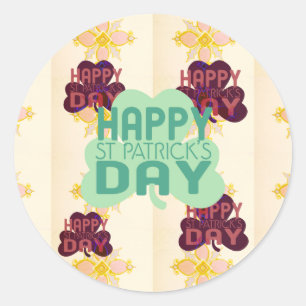Sticker Rond Joyeux Saint Patrick's Day Lovely Art Print