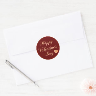 STICKER ROND JOYEUX SAINT VALENTIN PAILLÉ OR