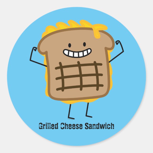 Sticker Rond Joyeux sandwich au fromage grillé (Devant)