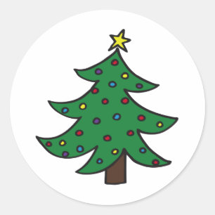 Sticker Rond Joyeux sapin de Noël