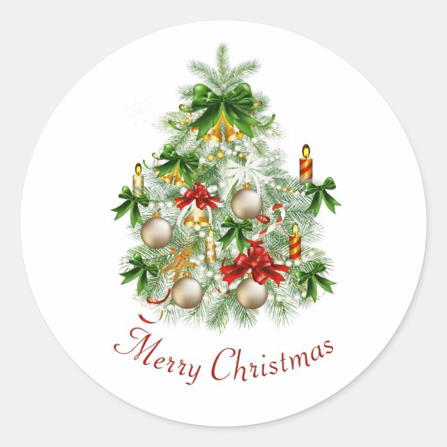 Sticker Rond Joyeux sapin de Noël (Devant)